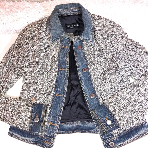 Dolce Gabanna Denim Tweed Jacket 38 